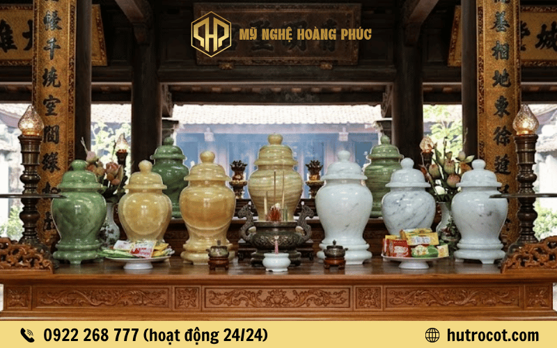 Bộ sưu tập hũ tro cốt đá tự nhiên chuẩn phong thủy Ngũ hành Kim - Mộc - Thủy - Hỏa - Thổ