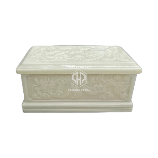 Quách Đá Trắng điêu khắc rồng phượng 3D