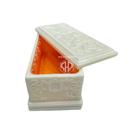 Quách Đá Trắng điêu khắc rồng phượng 3D