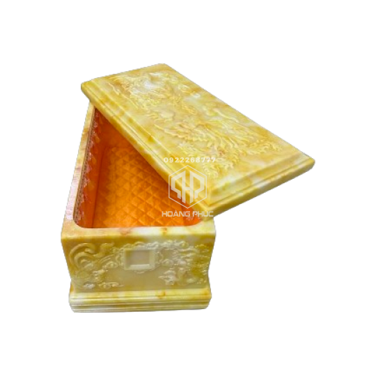 Quách Đá vàng điêu khắc rồng phượng 3D