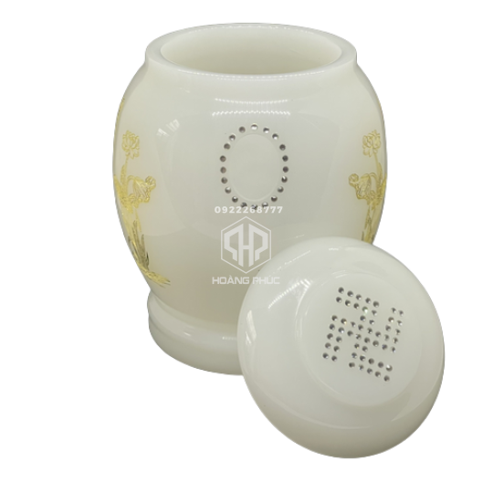 Hũ Ngọc Lưu Ly Trắng Khắc Bát Nhã Tâm Kinh HP-06