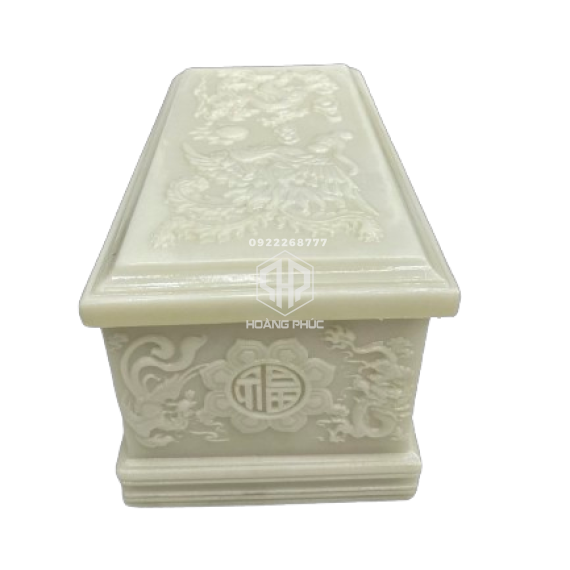 Quách Đá Trắng điêu khắc rồng phượng 3D